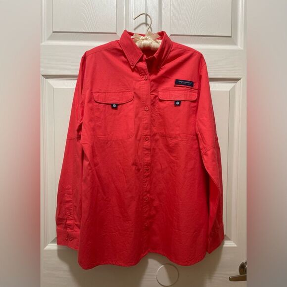Simply Southern Women's Button Shirt Jacket Size M Hot Pink 100% Cotton - Picture 1 of 10